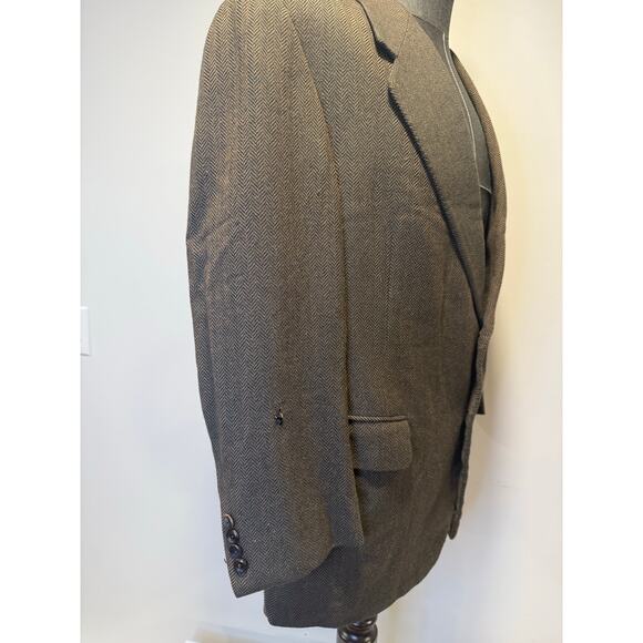 Oxxford Clothes Men's Cashmere Suit Jacket Sport Coat Brown Herringbone Sz 43 JL - Picture 4 of 16